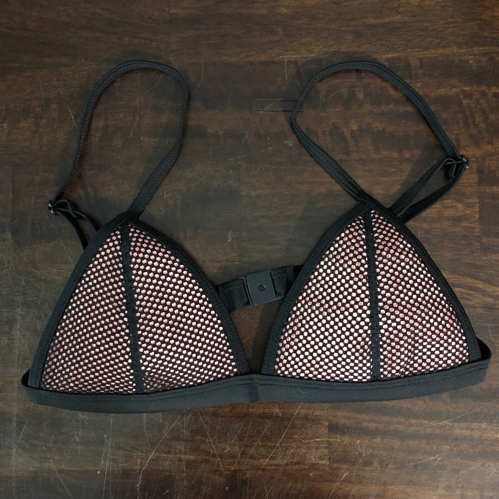 Size Small Pink/Black Mesh Bikini Top